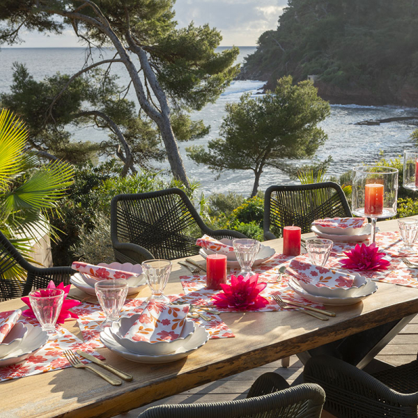 Paviot, Serviette, bedruckt mit Paviot, Napkin, print  Maxi Fleur rouge, style